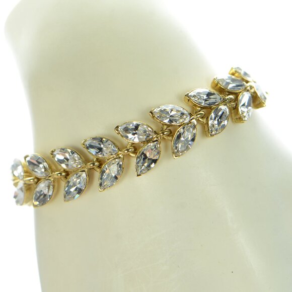 Oscar de la Renta Crystal Leaf Bracelet - Picture 1 of 5